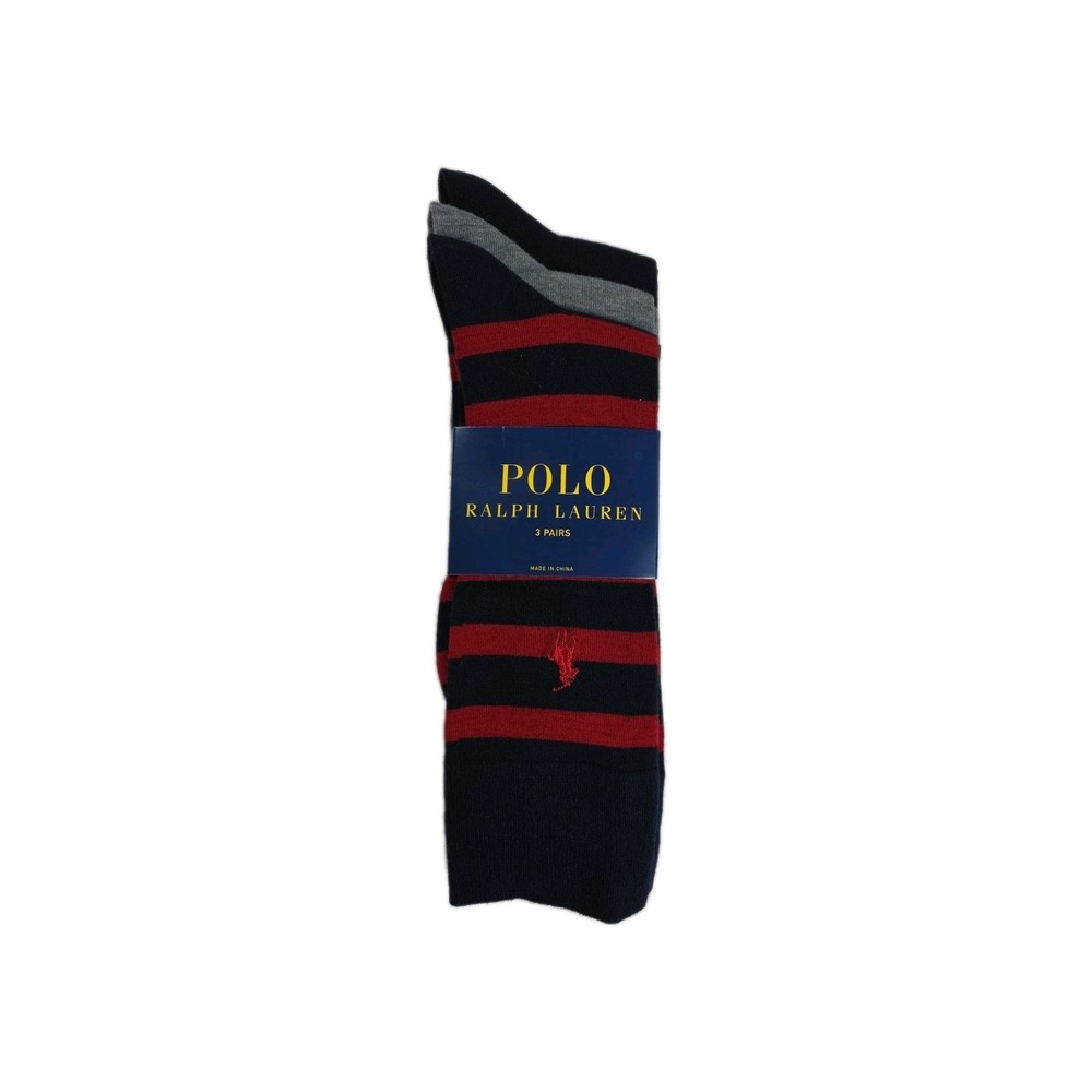 Polo Ralph Lauren Men Dress SOCKS, NAVY, GRAY, STRIPED SIZE 6-12.5, LOGO NWT